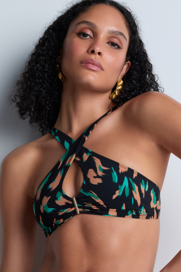 Aubade Feline Energy Bikini Top Green Panther