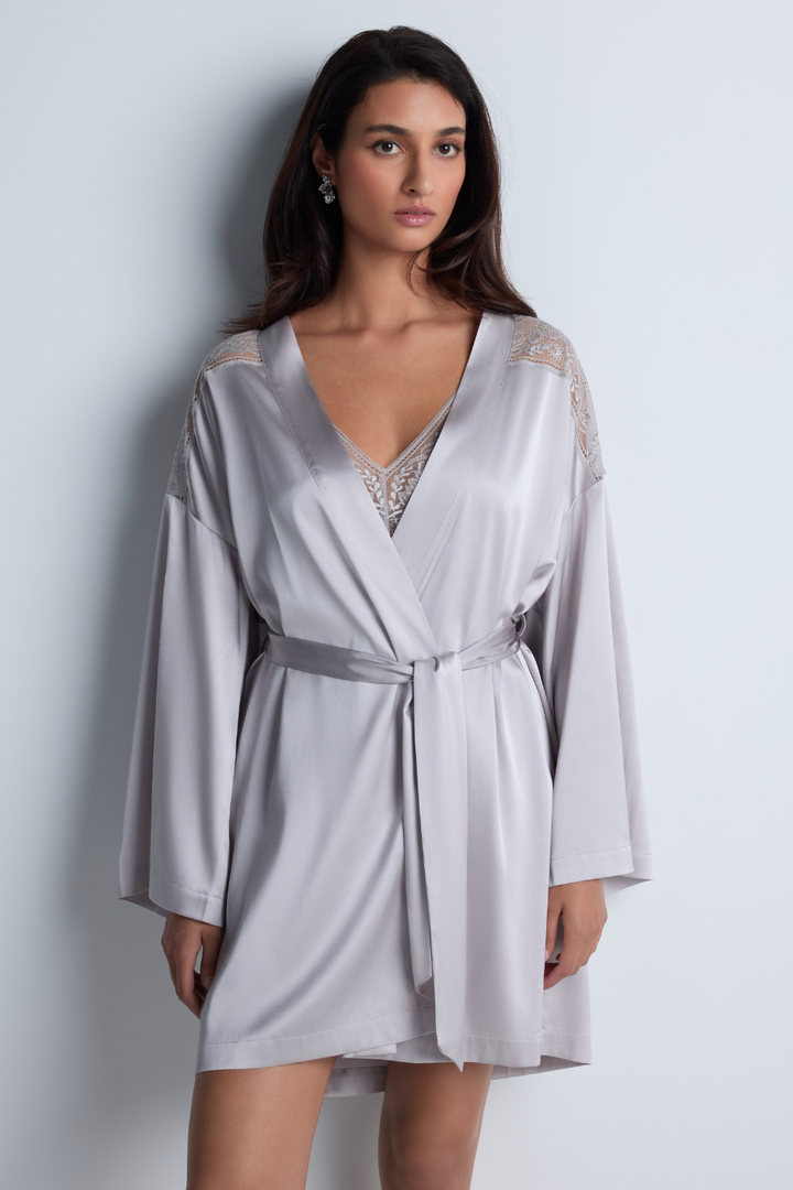 Aubade Midnight Whisper Silk Kimono Cosmos Silver | Aubade Loungewear