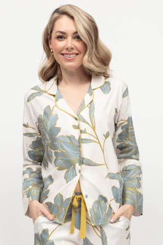 Cyberjammies Piper Floral Print Long Sleeve Pyjama Top White