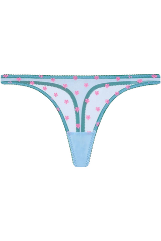 Dora Larsen Sage Embroidered Thong Pale Blue