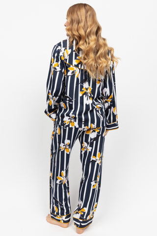 Fable & Eve Knightsbridge Floral Stripe Print Pyjama Set Navy