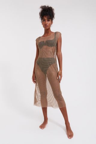 Gottex Beige Mesh Beach Dress