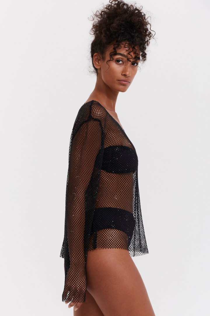 Gottex Black Mesh Beach Cover Up