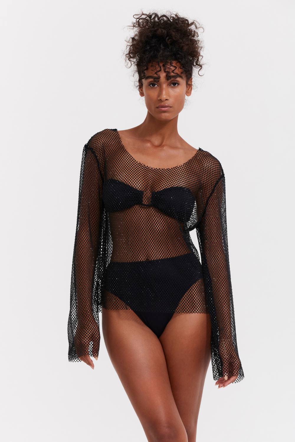 Gottex Black Mesh Beach Cover Up