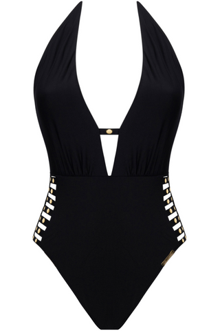 Lise Charmel Eclat Rock Halter Swimsuit Black