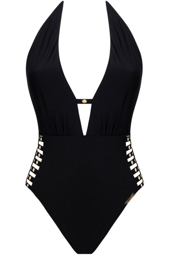 Lise Charmel Eclat Rock Halter Swimsuit Black