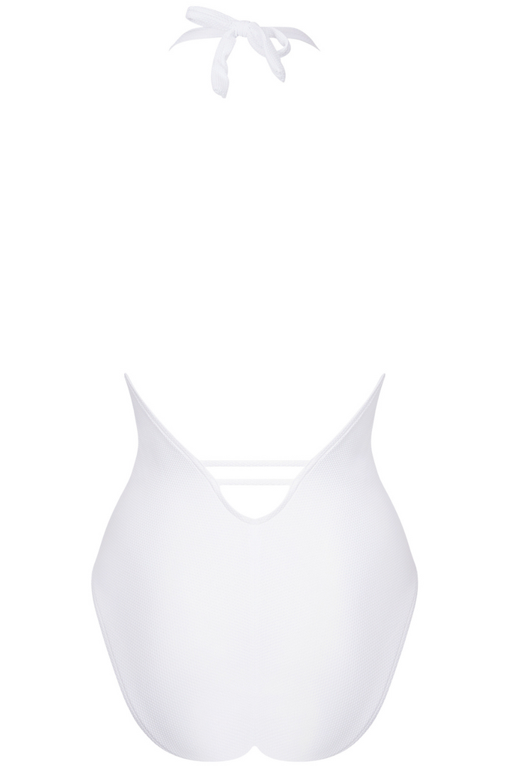 Lise Charmel Feuille D'or Halter Swimsuit Or Sur Blanc