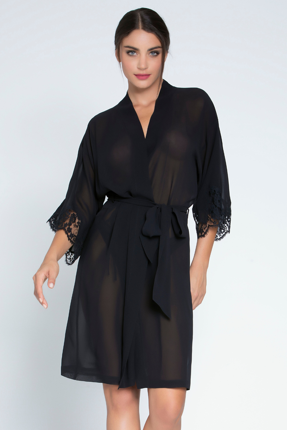 Lise Charmel Splendeur Soie Mid Length Sheer Robe Black