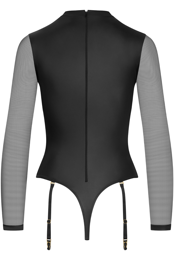 Maison Close Chambre Noire Long Sleeved Thong Bodysuit Black