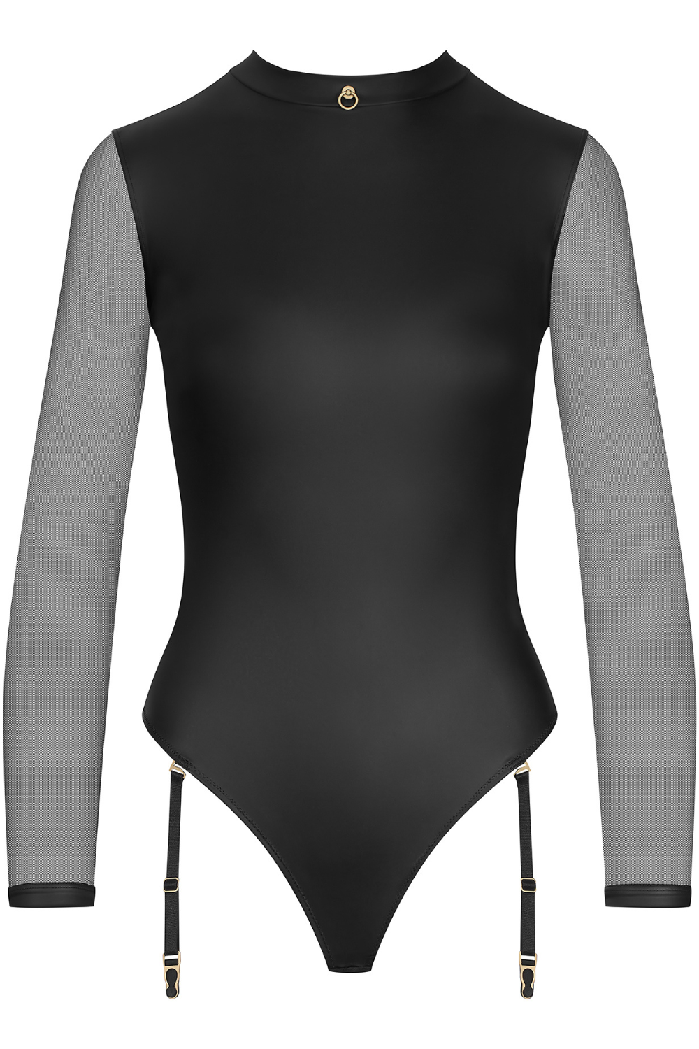 Maison Close Chambre Noire Long Sleeved Thong Bodysuit Black