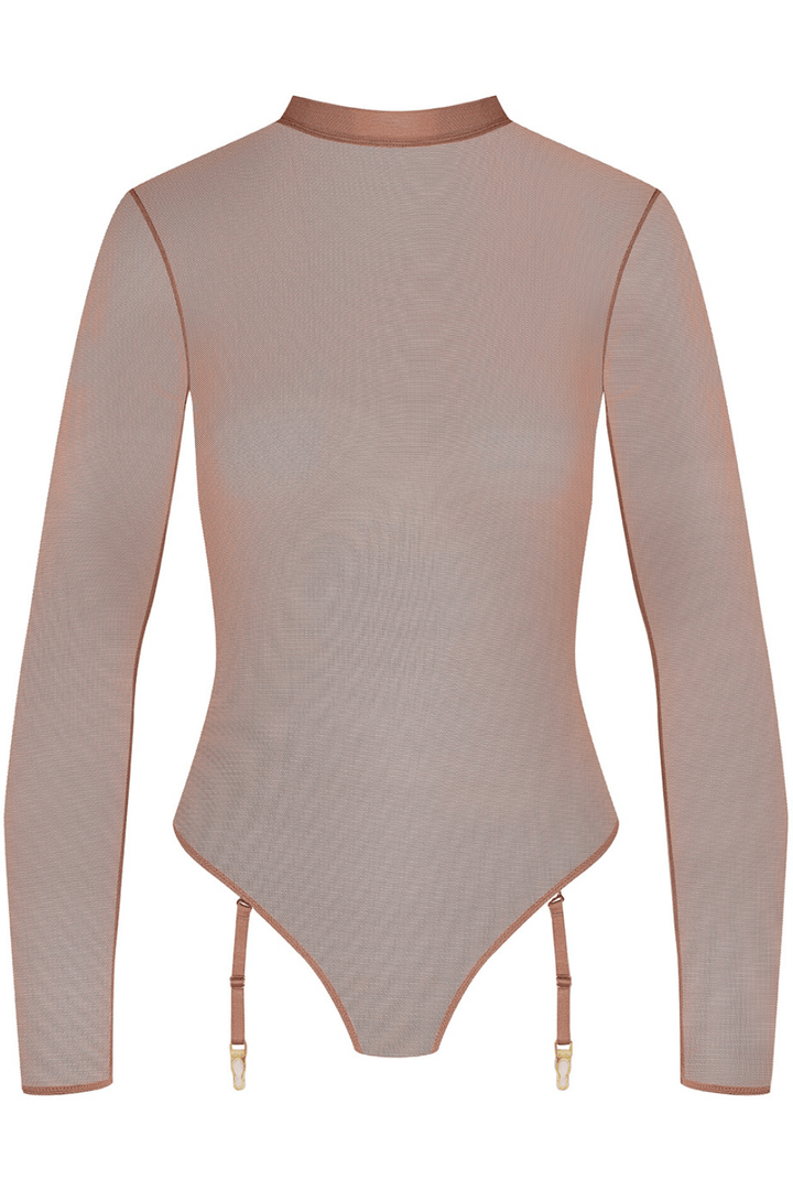 Maison Close Corps à Corps Long Sleeved Thong Body Taupe