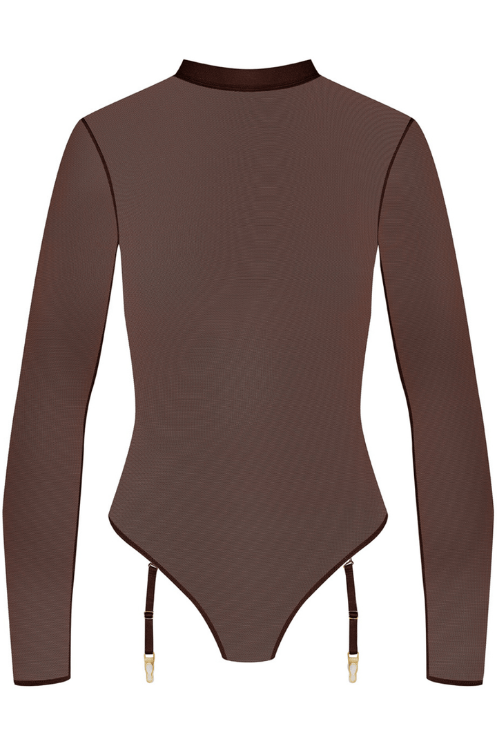 Maison Close Corps à Corps Thong Body Long Sleeves Brown