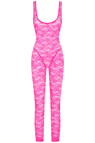 Maison Close Flashback Open Back Jumpsuit Neon Pink