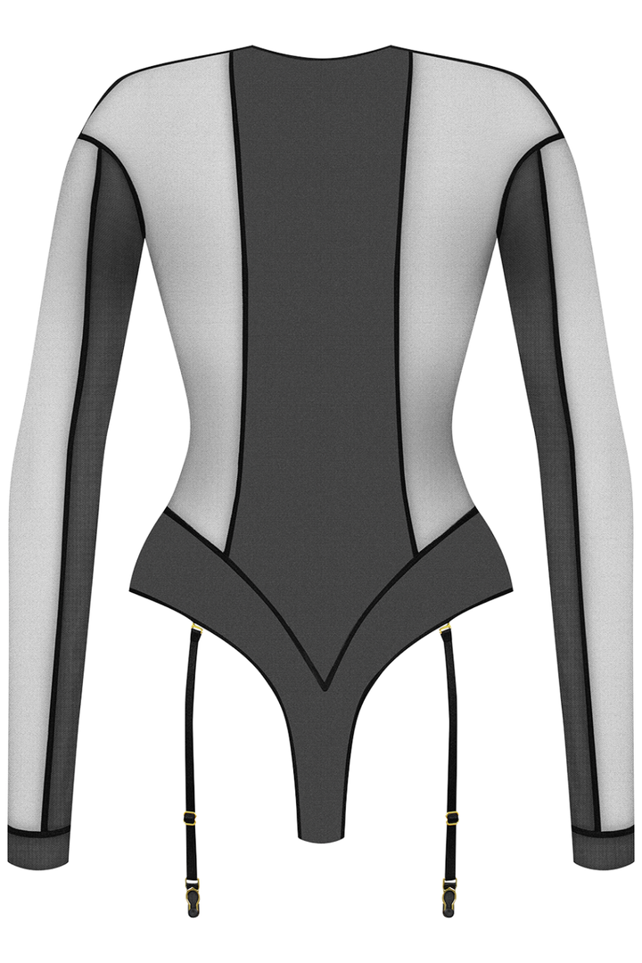 Maison Close L'Amoureuse Black Long Sleeve Bodysuit