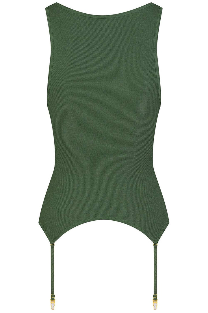 Maison Close La Femme Amazone Tank Top with Suspenders Khaki