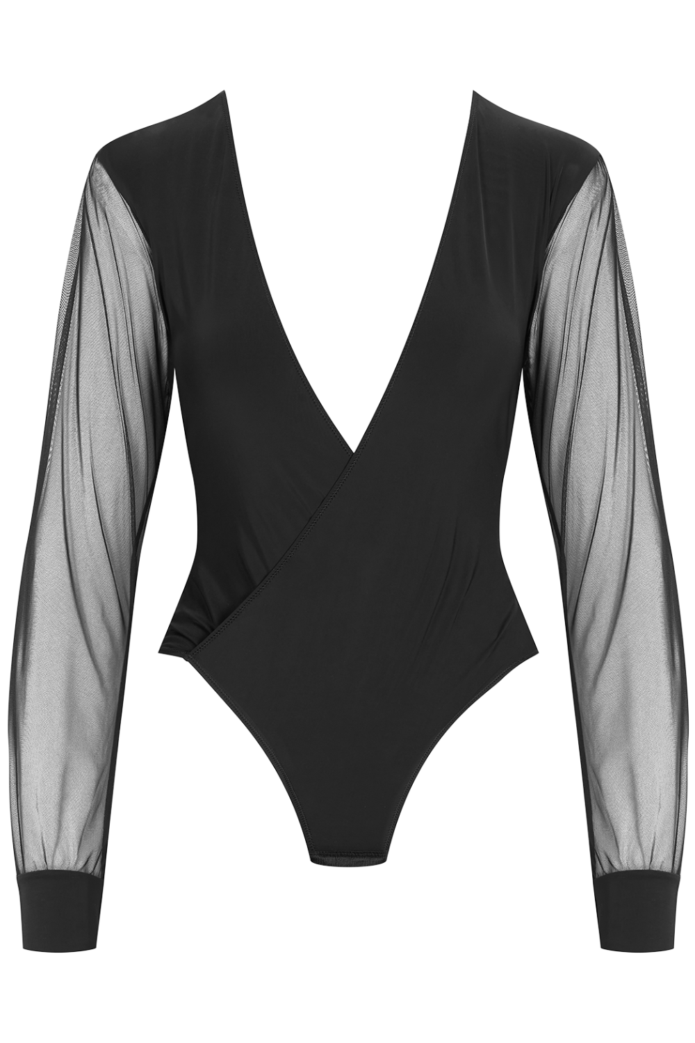 Maison Close Madame Reve Wrap Over Thong Bodysuit Black