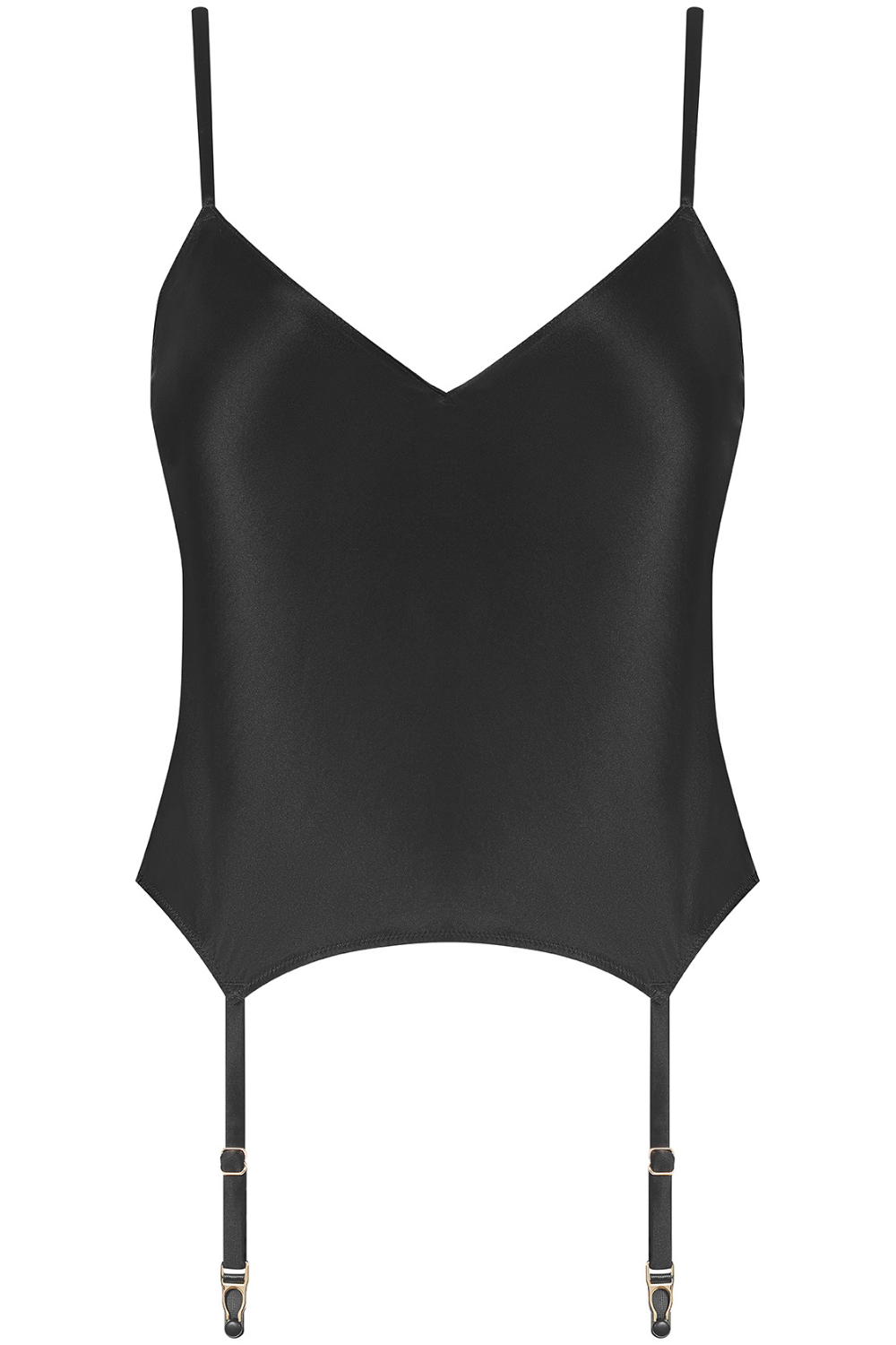 Maison Close Rendez-Vous Silk Tank Top with Suspenders Black