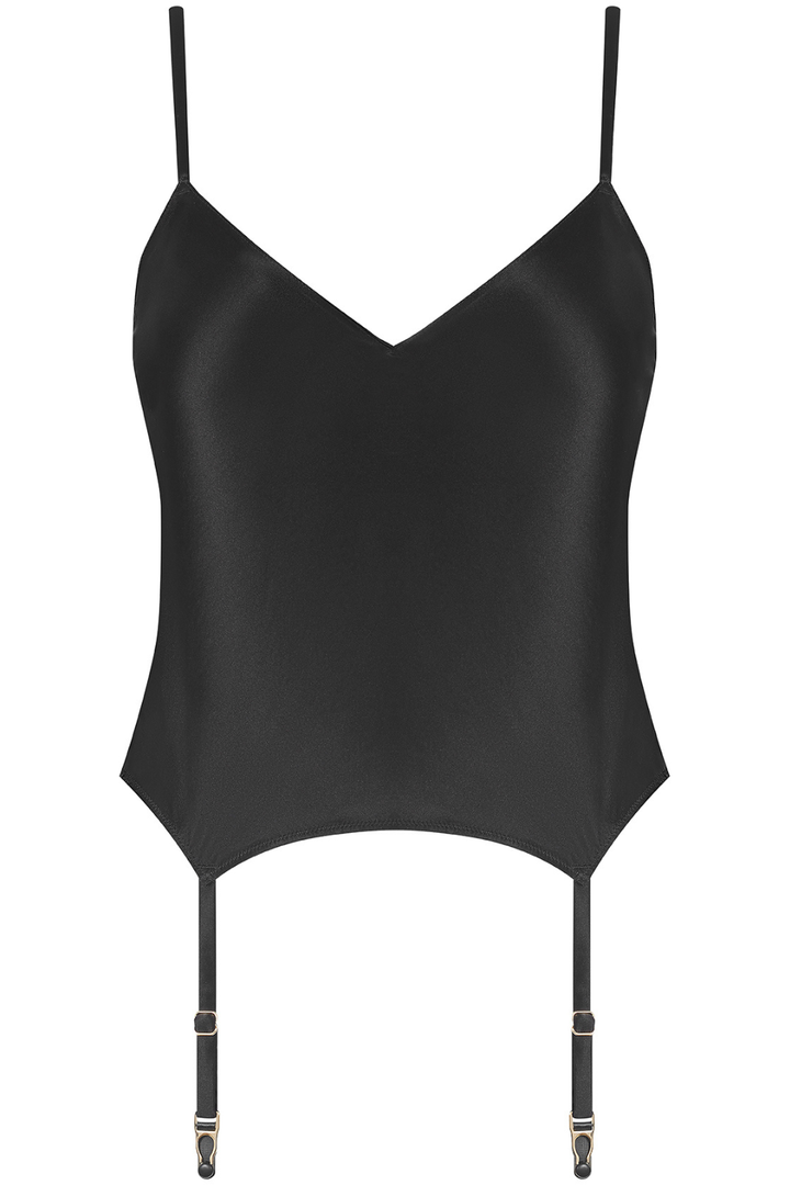 Maison Close Rendez-Vous Silk Tank Top with Suspenders Black