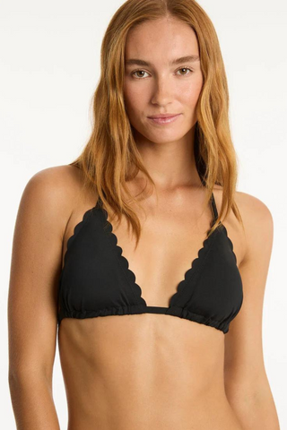 Sea Level Scalloped Triangle Bikini Top Black