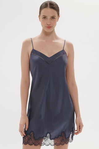 Simone Pérèle Nocturne Silk Nightdress Cinder Blue